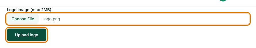 The logo file chooser and the Upload logo button