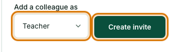 The Add a colleague as box and the Create invite button